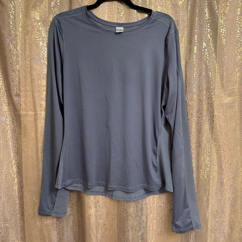 Victorias Secret Sport Gray Long Sleeve Sheer Back Active Top Large